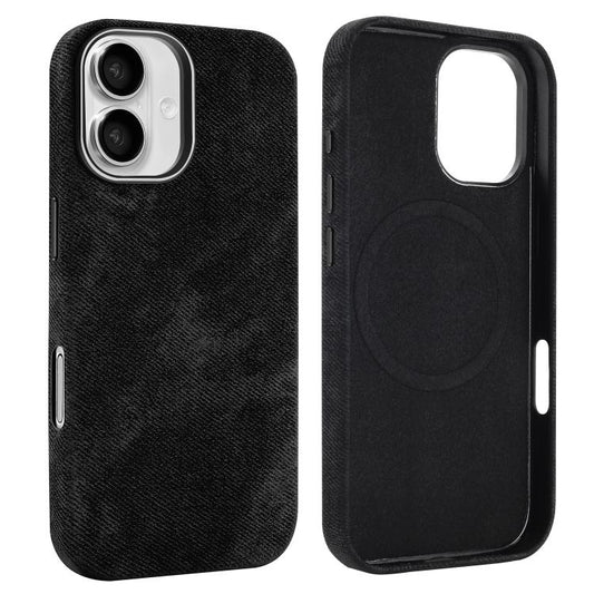 For iPhone 17 VIETAO Retro Denim Texture PU Leather MagSafe Phone Case(Black) by VIETAO
