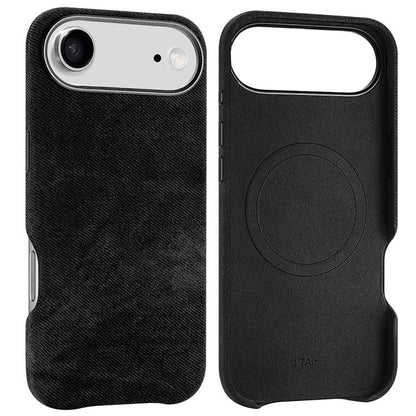 For iPhone Air VIETAO Retro Denim Texture PU Leather MagSafe Phone Case(Black) by VIETAO