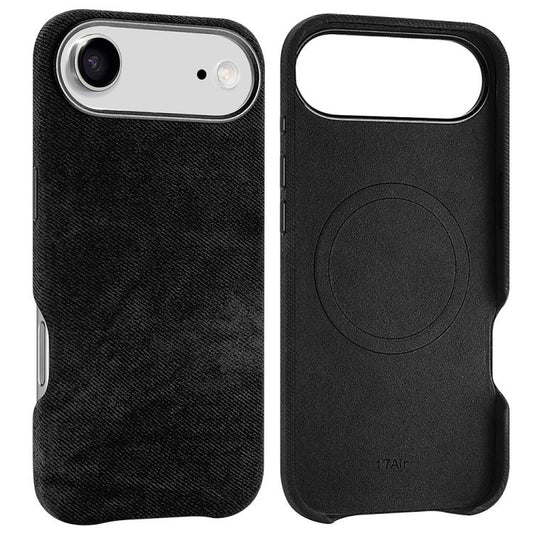 For iPhone Air VIETAO Retro Denim Texture PU Leather MagSafe Phone Case(Black) by VIETAO