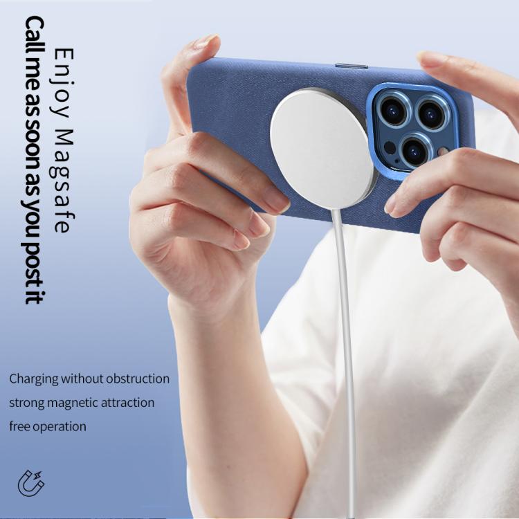 For iPhone 17 Pro VIETAO Retro Denim Texture PU Leather MagSafe Phone Case(Dark Blue) by VIETAO