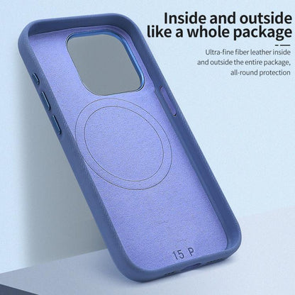 For iPhone 17 VIETAO Retro Denim Texture PU Leather MagSafe Phone Case(Silver Grey) by VIETAO