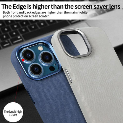 For iPhone 17 VIETAO Retro Denim Texture PU Leather MagSafe Phone Case(Dark Blue) by VIETAO