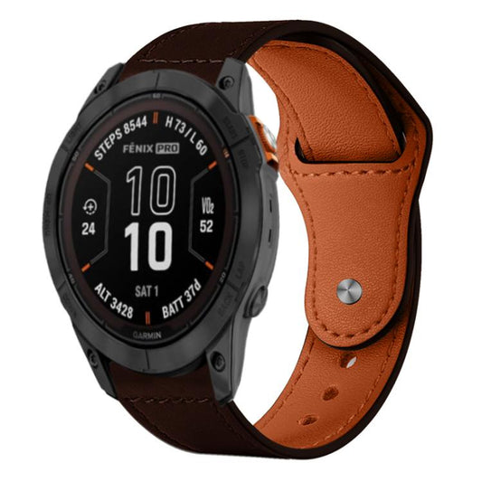 For Garmin Fenix 8/7X/6X/5X 26mm xDfind Rivet Buckle Genuine Leather Watch Band(Dark Brown) by xDfind