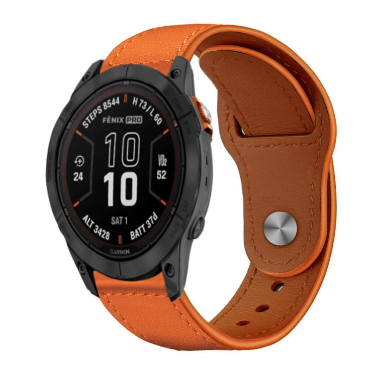 For Garmin Fenix 8/7X/6X/5X 26mm xDfind Rivet Buckle Genuine Leather Watch Band(Orange) by xDfind