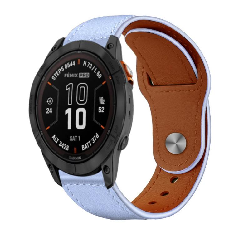 For Garmin Fenix 8/7X/6X/5X 26mm xDfind Rivet Buckle Genuine Leather Watch Band(Lavender) by xDfind