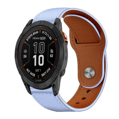 For Garmin Fenix 8/7X/6X/5X 26mm xDfind Rivet Buckle Genuine Leather Watch Band(Lavender) by xDfind