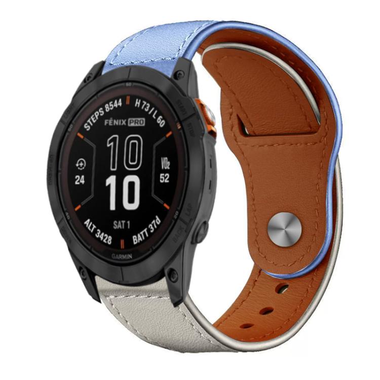 For Garmin Fenix 8/7X/6X/5X 26mm xDfind Rivet Buckle Genuine Leather Watch Band(Lavender White) by xDfind