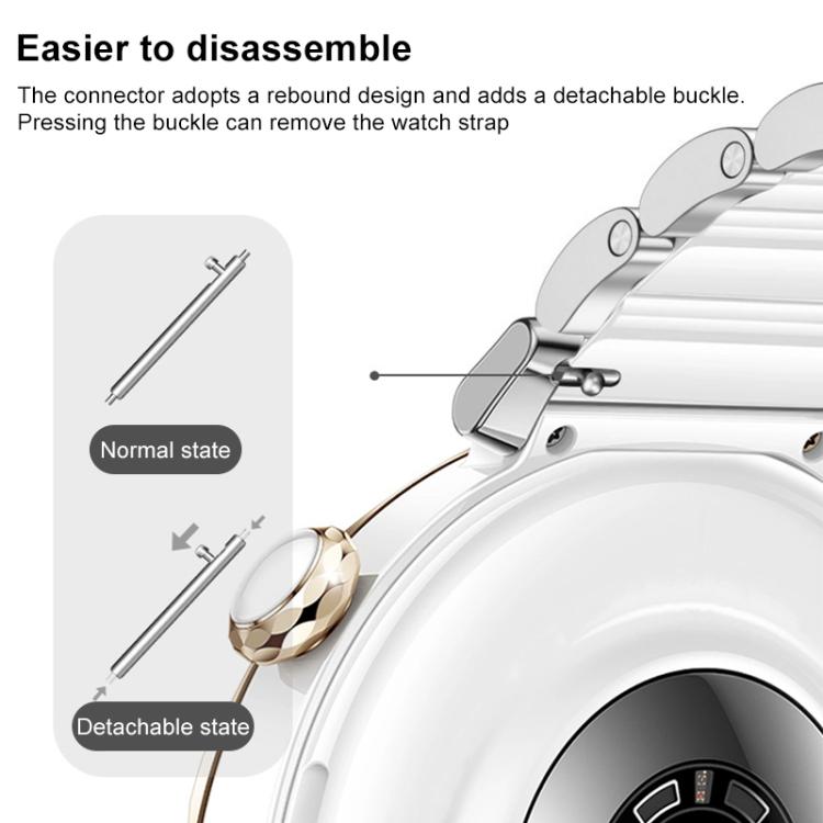 For Huawei Watch GT 6 41mm / GT 5 Pro 42mm xDfind Ceramic Stainless Steel Watch Band(Pure White) by xDfind