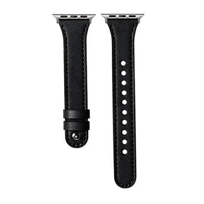 For Apple Watch 42 / 44 / 45 / 46 / 49mm xDfind Double Ring Single Rivet Genuine Leather Watch Band(Black) by xDfind