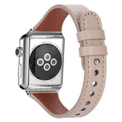 For Apple Watch 42 / 44 / 45 / 46 / 49mm xDfind Double Ring Single Rivet Genuine Leather Watch Band(Apricot) by xDfind