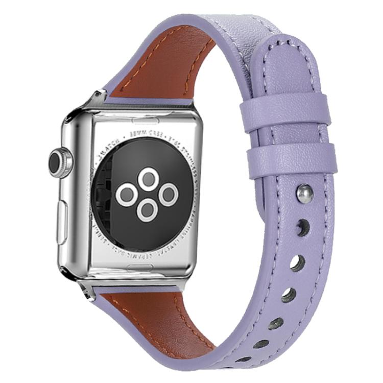 For Apple Watch 42 / 44 / 45 / 46 / 49mm xDfind Double Ring Single Rivet Genuine Leather Watch Band(Purple) by xDfind