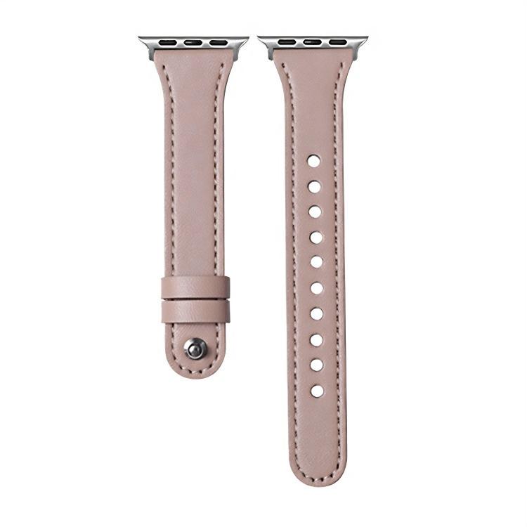 For Apple Watch 38 / 40 / 41 / S10 42mm xDfind Double Ring Single Rivet Genuine Leather Watch Band(Pink) by xDfind