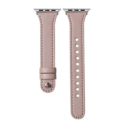 For Apple Watch 38 / 40 / 41 / S10 42mm xDfind Double Ring Single Rivet Genuine Leather Watch Band(Pink) by xDfind