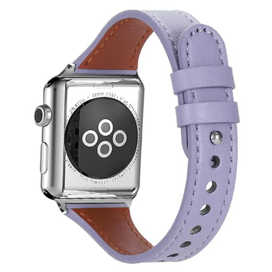 For Apple Watch 38 / 40 / 41 / S10 42mm xDfind Double Ring Single Rivet Genuine Leather Watch Band(Purple) by xDfind