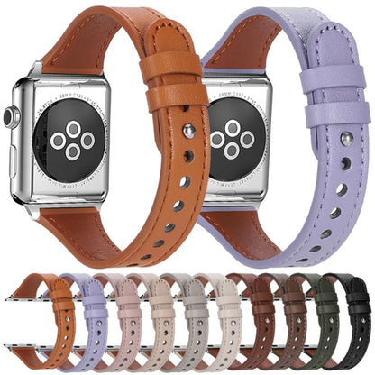 For Apple Watch 38 / 40 / 41 / S10 42mm xDfind Double Ring Single Rivet Genuine Leather Watch Band(Light Brown) by xDfind
