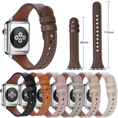For Apple Watch 42 / 44 / 45 / 46 / 49mm xDfind Double Ring Single Rivet Genuine Leather Watch Band(Army Green) by xDfind