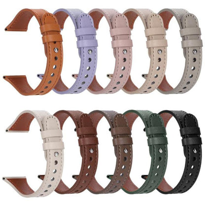 22mm xDfind Double Ring Single Rivet Genuine Leather Watch Band(Black) by xDfind