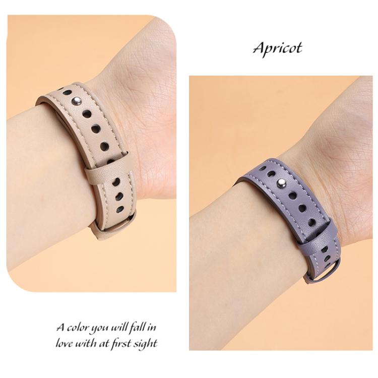 22mm xDfind Double Ring Single Rivet Genuine Leather Watch Band(Apricot) by xDfind