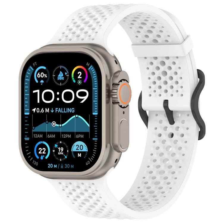 For Apple Watch 42 / 44 / 45 / 46 / 49mm xDfind Breathable Silicone Watch Band(White) by xDfind