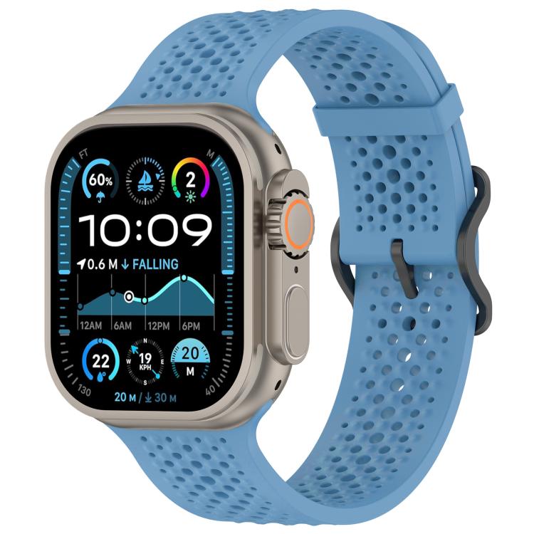 For Apple Watch 42 / 44 / 45 / 46 / 49mm xDfind Breathable Silicone Watch Band(Blue) by xDfind