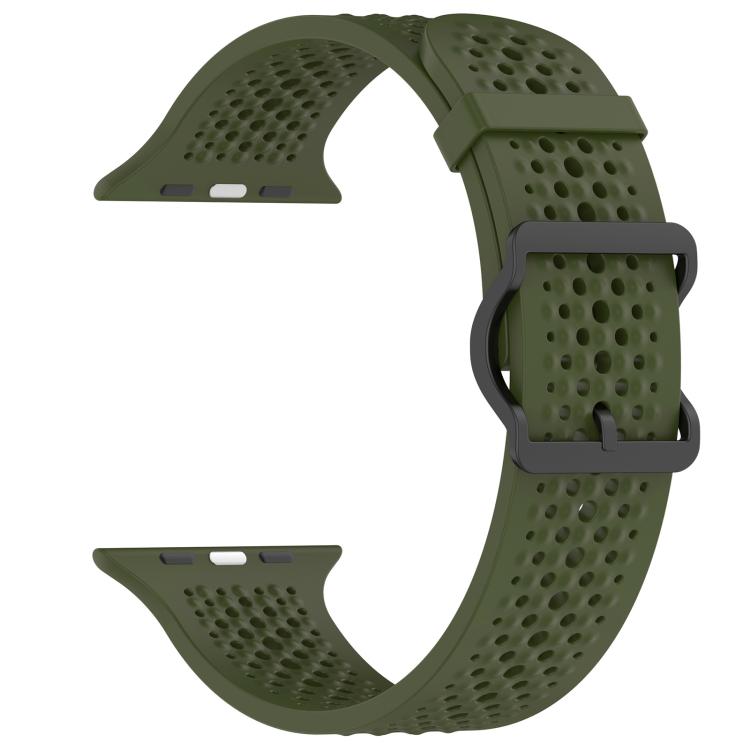 For Apple Watch 42 / 44 / 45 / 46 / 49mm xDfind Breathable Silicone Watch Band(Army Green) by xDfind