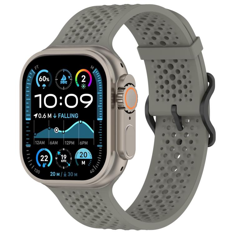 For Apple Watch 42 / 44 / 45 / 46 / 49mm xDfind Breathable Silicone Watch Band(Titanium Grey) by xDfind