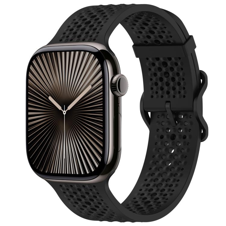 For Apple Watch 38 / 40 / 41 / S10 42mm xDfind Breathable Silicone Watch Band(Black) by xDfind