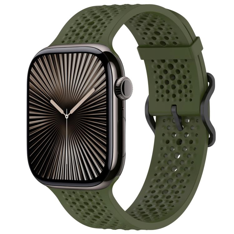 For Apple Watch 38 / 40 / 41 / S10 42mm xDfind Breathable Silicone Watch Band(Army Green) by xDfind