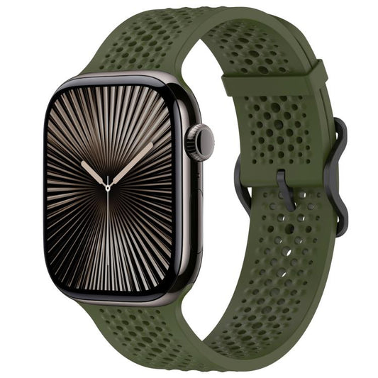 For Apple Watch 38 / 40 / 41 / S10 42mm xDfind Breathable Silicone Watch Band(Army Green) by xDfind