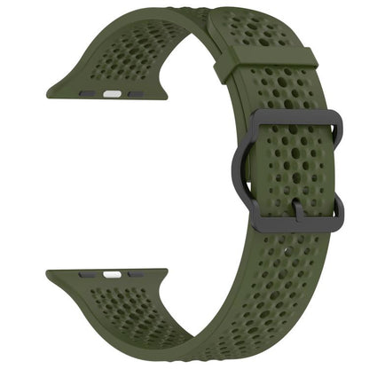 For Apple Watch 38 / 40 / 41 / S10 42mm xDfind Breathable Silicone Watch Band(Army Green) by xDfind