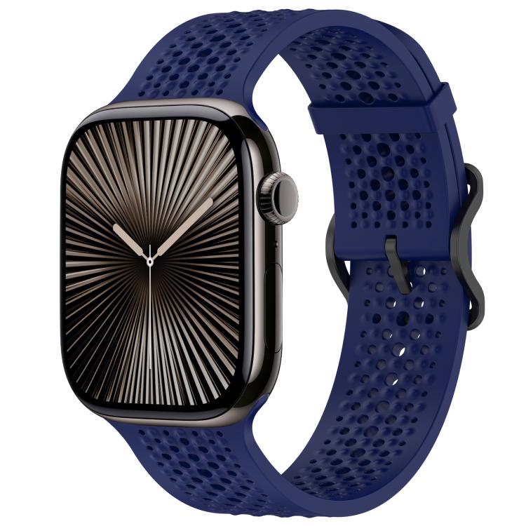 For Apple Watch 38 / 40 / 41 / S10 42mm xDfind Breathable Silicone Watch Band(Midnight Blue) by xDfind