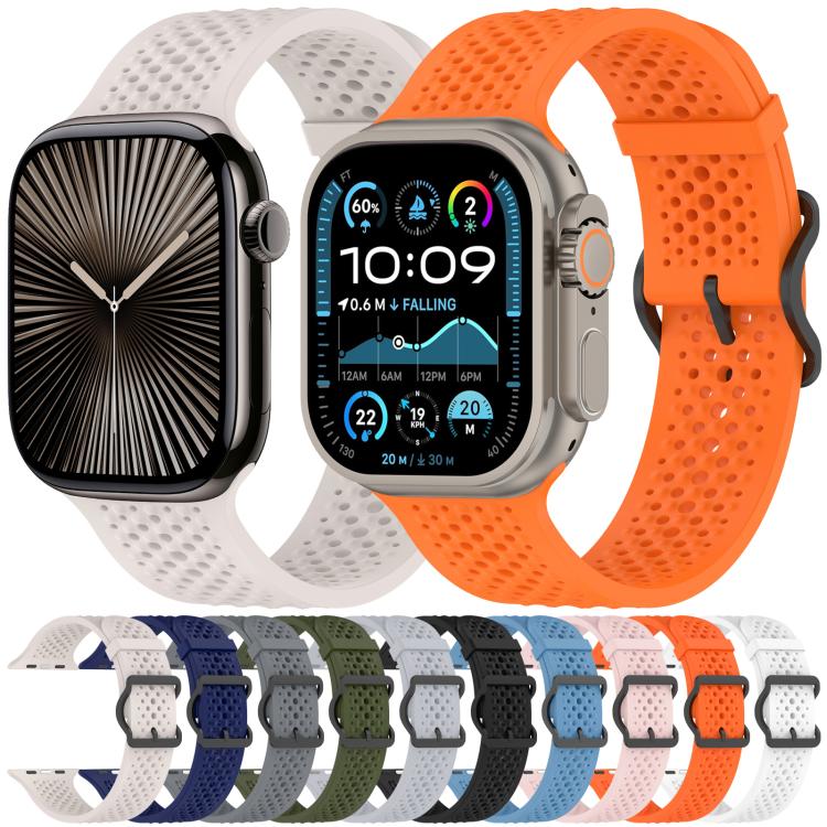 For Apple Watch 42 / 44 / 45 / 46 / 49mm xDfind Breathable Silicone Watch Band(Orange) by xDfind