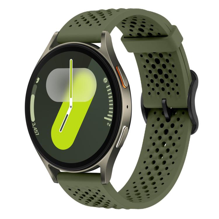 For Samsung Galaxy Watch 7 / 6 / 5 / FE xDfind Breathable Silicone Watch Band(Army Green) by xDfind