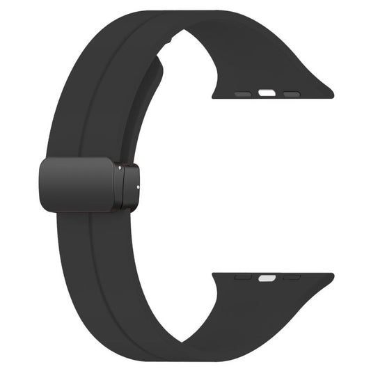 For Apple Watch 42 / 44 / 45 / 46 / 49mm xDfind Flat Head Groove Folding Black Buckle Silicone Watch Band(Black) by xDfind