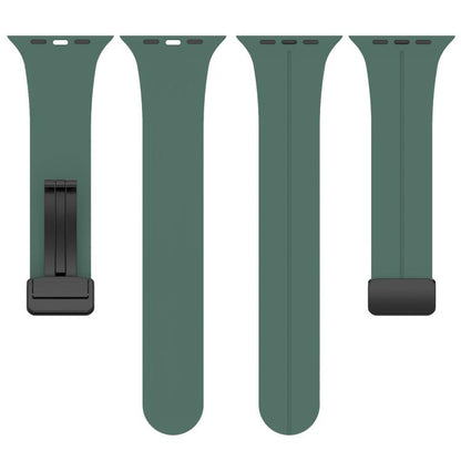 For Apple Watch 42 / 44 / 45 / 46 / 49mm xDfind Flat Head Groove Folding Black Buckle Silicone Watch Band(Pine Green) by xDfind