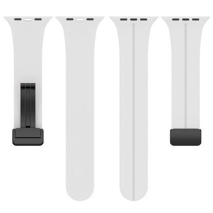 For Apple Watch 38 / 40 / 41 / S10 42mm xDfind Flat Head Groove Folding Black Buckle Silicone Watch Band(White) by xDfind