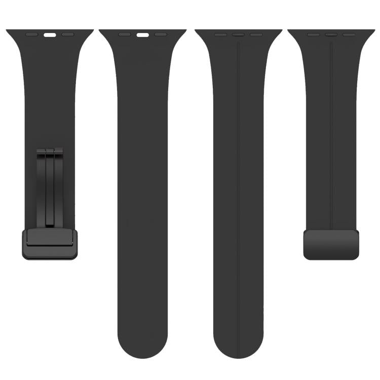 For Apple Watch 38 / 40 / 41 / S10 42mm xDfind Flat Head Groove Folding Black Buckle Silicone Watch Band(Black) by xDfind