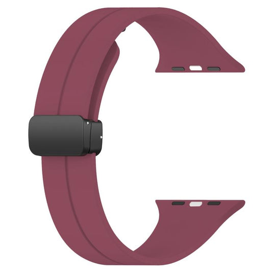 For Apple Watch 38 / 40 / 41 / S10 42mm xDfind Flat Head Groove Folding Black Buckle Silicone Watch Band(Wine Red) by xDfind