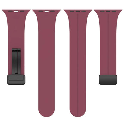 For Apple Watch 38 / 40 / 41 / S10 42mm xDfind Flat Head Groove Folding Black Buckle Silicone Watch Band(Wine Red) by xDfind