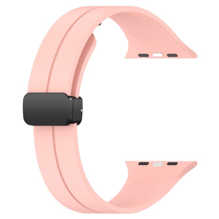 For Apple Watch 38 / 40 / 41 / S10 42mm xDfind Flat Head Groove Folding Black Buckle Silicone Watch Band(Light Pink) by xDfind