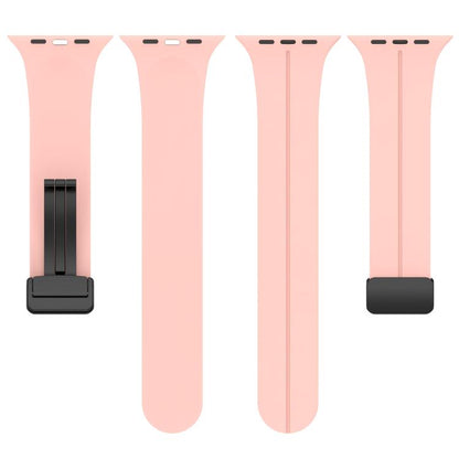 For Apple Watch 38 / 40 / 41 / S10 42mm xDfind Flat Head Groove Folding Black Buckle Silicone Watch Band(Light Pink) by xDfind