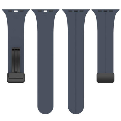 For Apple Watch 38 / 40 / 41 / S10 42mm xDfind Flat Head Groove Folding Black Buckle Silicone Watch Band(Midnight Blue) by xDfind