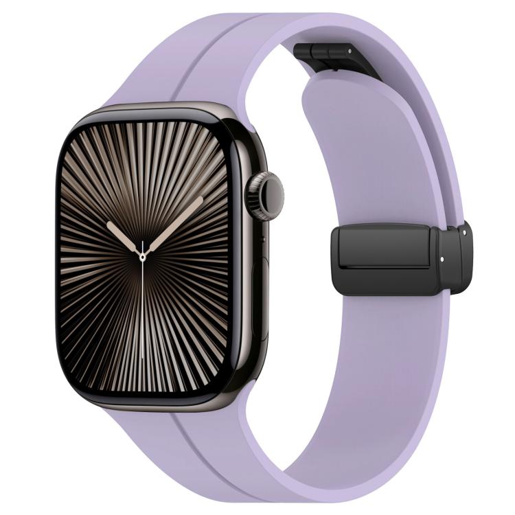 For Apple Watch 38 / 40 / 41 / S10 42mm xDfind Flat Head Groove Folding Black Buckle Silicone Watch Band(Purple) by xDfind