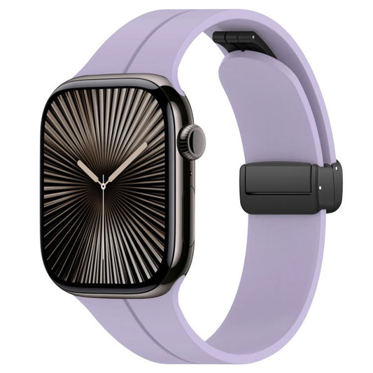 For Apple Watch 38 / 40 / 41 / S10 42mm xDfind Flat Head Groove Folding Black Buckle Silicone Watch Band(Purple) by xDfind