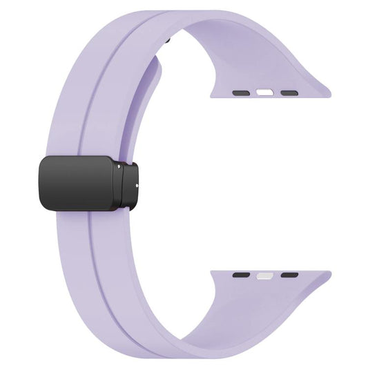 For Apple Watch 38 / 40 / 41 / S10 42mm xDfind Flat Head Groove Folding Black Buckle Silicone Watch Band(Purple) by xDfind