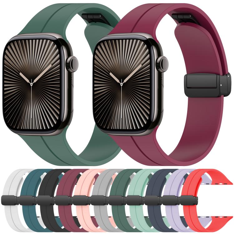 For Apple Watch 42 / 44 / 45 / 46 / 49mm xDfind Flat Head Groove Folding Black Buckle Silicone Watch Band(White) by xDfind