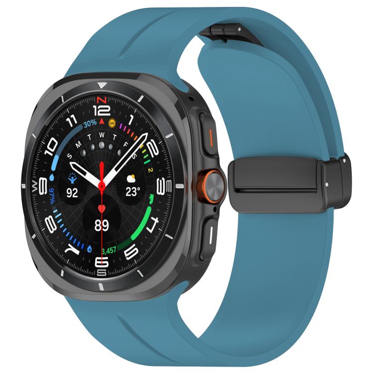 For Samsung Galaxy Watch Ultra / Ultra 2025 xDfind Flat Head Groove Folding Black Buckle Silicone Watch Band(Rock Blue) by xDfind