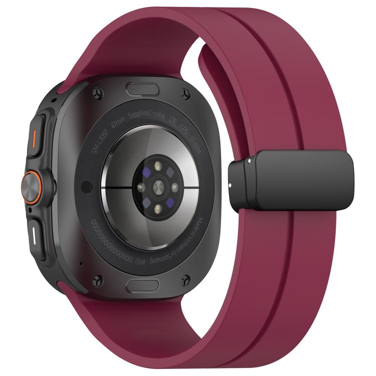 For Samsung Galaxy Watch Ultra / Ultra 2025 xDfind Flat Head Groove Folding Black Buckle Silicone Watch Band(Wine Red) by xDfind