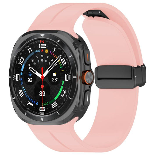 For Samsung Galaxy Watch Ultra / Ultra 2025 xDfind Flat Head Groove Folding Black Buckle Silicone Watch Band(Light Pink) by xDfind