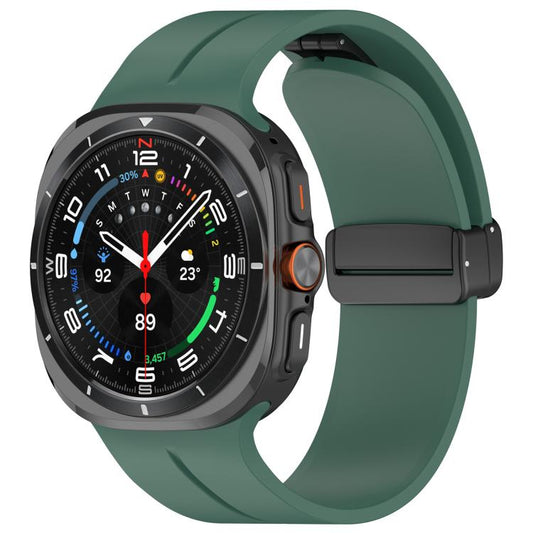 For Samsung Galaxy Watch Ultra / Ultra 2025 xDfind Flat Head Groove Folding Black Buckle Silicone Watch Band(Pine Green) by xDfind